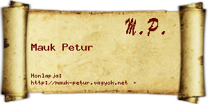 Mauk Petur névjegykártya